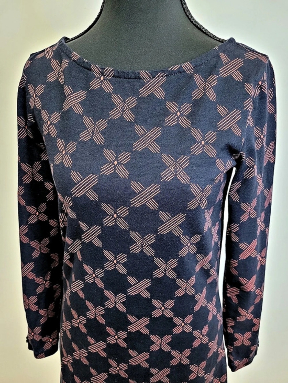 Hatley Geometric 100% Cotton Dress in Navy Blue & Burnt Orange Size XS - EUC